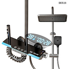 Μοντέρνο ντους πιάνο με οθόνη και φώτα σε χρώμα ανοξείδωτου χάλυβα - DD513 - Sellzone.bg Μοντέρνο ντους πιάνο με οθόνη και φώτα σε χρώμα ανοξείδωτου χάλυβα - DD513